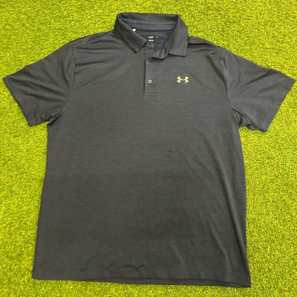 Under Armour Mens Playoff Polo Shirt Navy Blue Heather Golf XL RSL3BA10